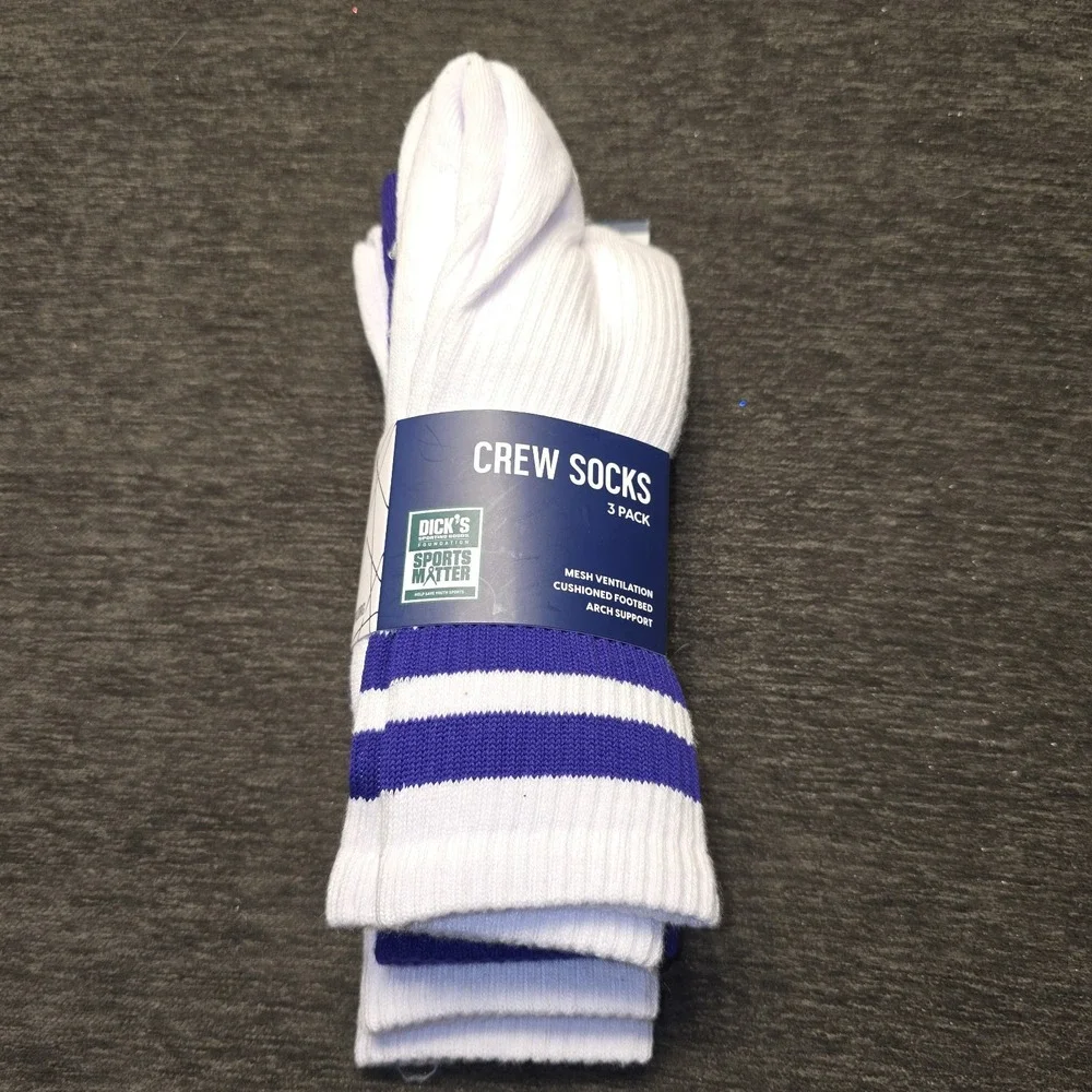 DSG Crew Sock 3 Pack Purple & White Mens 8-13 Womens 10 Plus‎